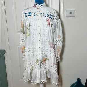 ZIMMERMAN White Floral Mini Dress Women’s Small